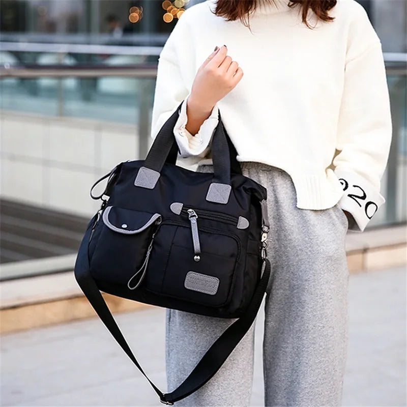 Waterproof Nylon Shoulder Bag Large Capacity Crossbody Travel Tote