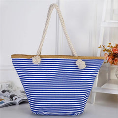 Women Straw Shoulder Bags Large Size Beach Bags Striped Travel Bags