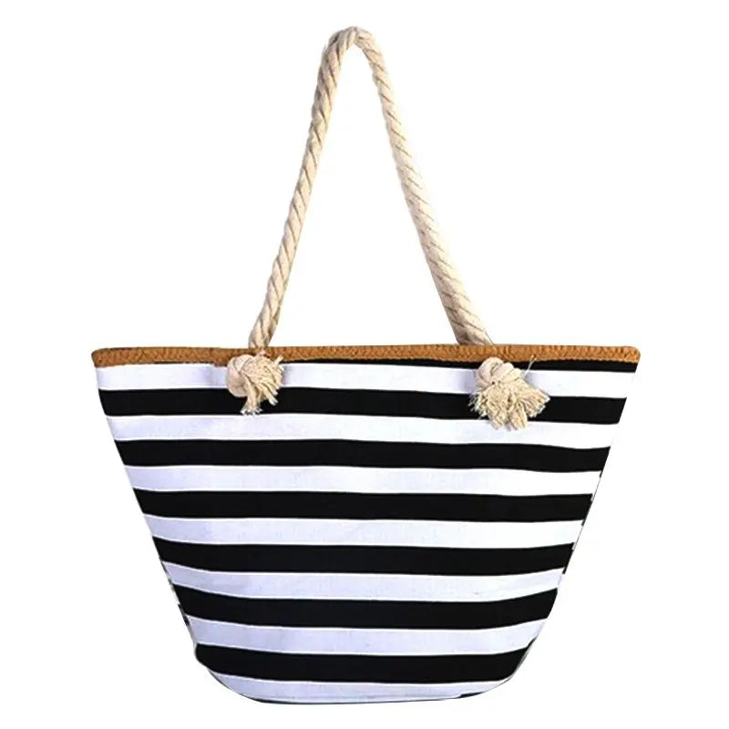 Women Straw Shoulder Bags Large Size Beach Bags Striped Travel Bags