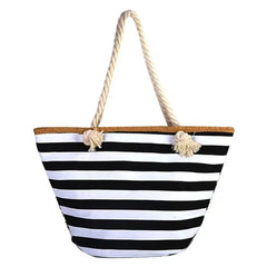 Women Straw Shoulder Bags Large Size Beach Bags Striped Travel Bags