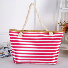 Women Straw Shoulder Bags Large Size Beach Bags Striped Travel Bags