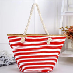 Women Straw Shoulder Bags Large Size Beach Bags Striped Travel Bags