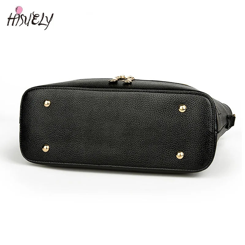 Women Totes Bag Pu Leather Rivets Zipper Handbag Sac A Main Femme