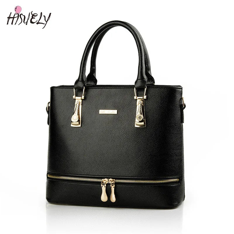 Women Totes Bag Pu Leather Rivets Zipper Handbag Sac A Main Femme