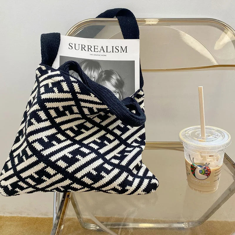Retro Wool Knitted Large-Capacity Shoulder Bag