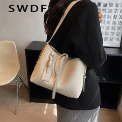 Autumn Winter Ladies Shoulder Bag 2 Piece Set Casual Large Shopping Bag