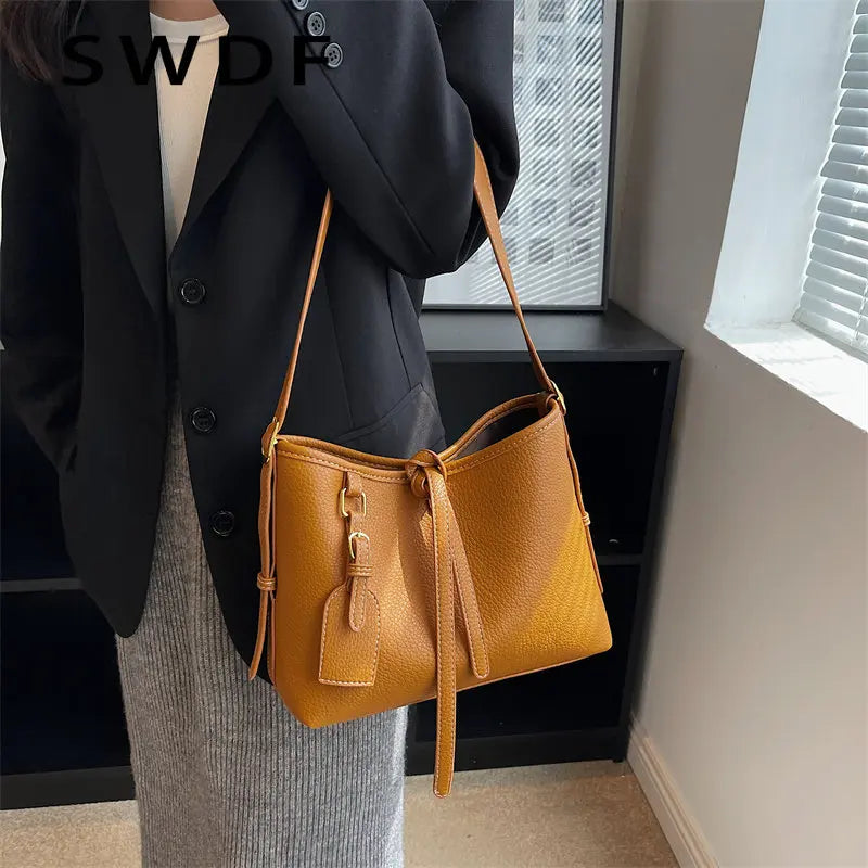 Autumn Winter Ladies Shoulder Bag 2 Piece Set Casual Large Shopping Bag