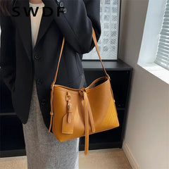 Autumn Winter Ladies Shoulder Bag 2 Piece Set Casual Large Shopping Bag