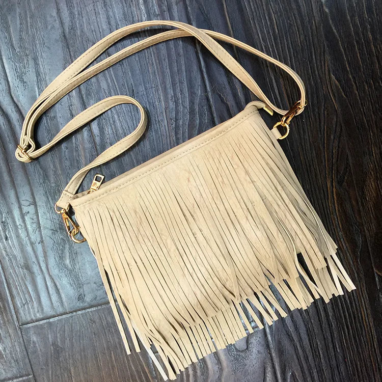 Women Pu Leather Bag Shoulder Crossbody Tassels Messenger Bag