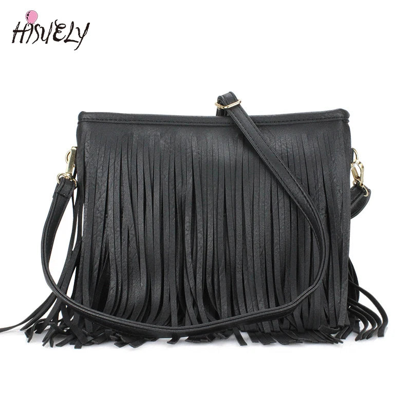 Women Pu Leather Bag Shoulder Crossbody Tassels Messenger Bag