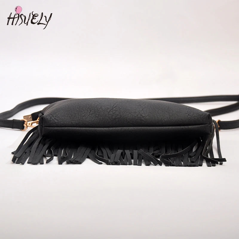 Women Pu Leather Bag Shoulder Crossbody Tassels Messenger Bag