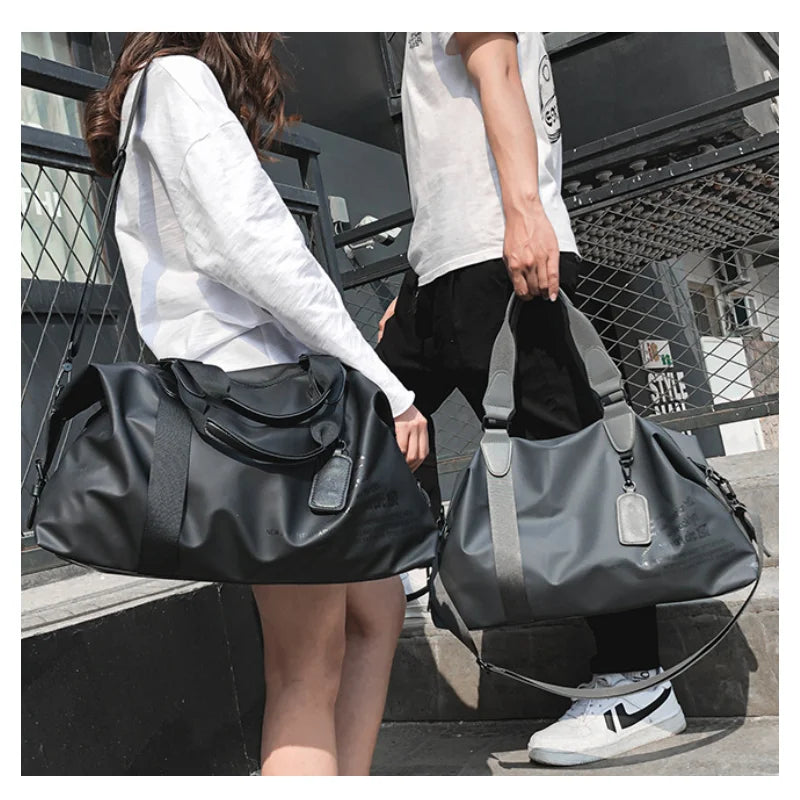 Large Capacity PU Leather Travel Bag Gym Handbag