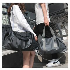 Large Capacity PU Leather Travel Bag Gym Handbag