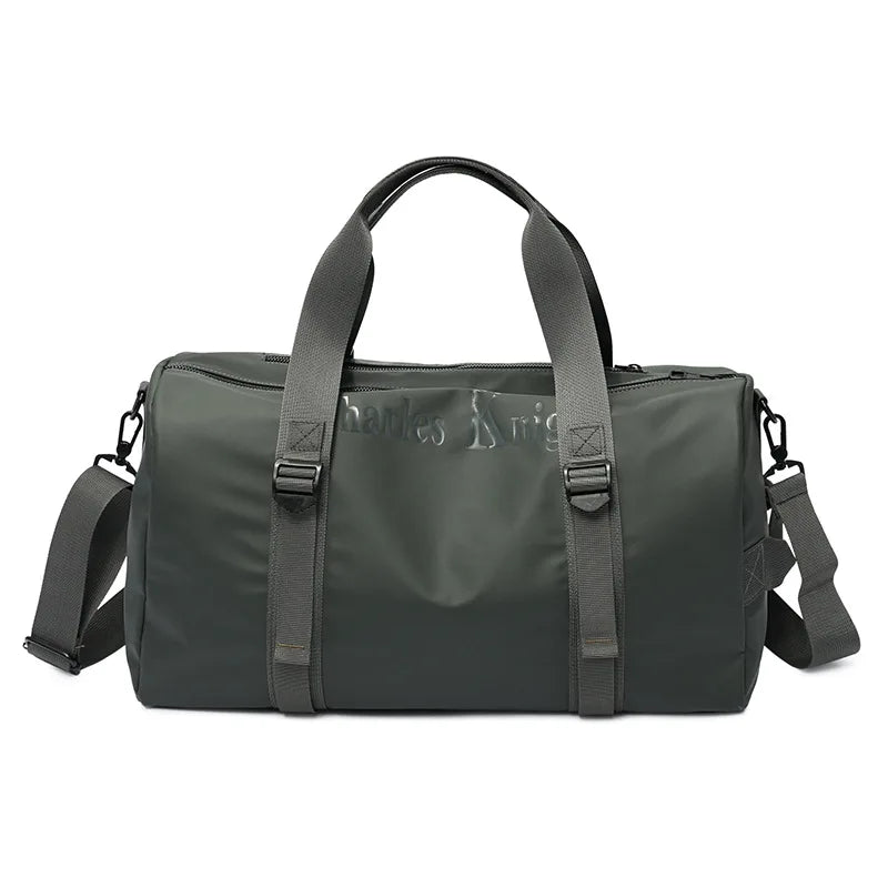 Large Capacity Gym Bag Yoga Bag PU Leather Travel Bag Wet Dry Separation