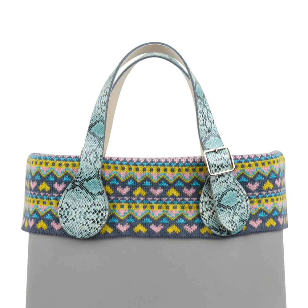 Long short faux leather handles for O bag