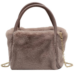 Winter Plush Tote Bag Soft Handbag Chain Messenger Shoulder Bag Wallets