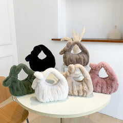 Winter Plush Small Tote Bag Handbags for Women