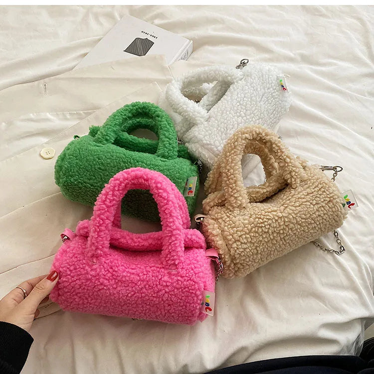 Winter Plush Bag Small Handbags for Women Tote Lamb Fleece Messenger Shoulder Ba