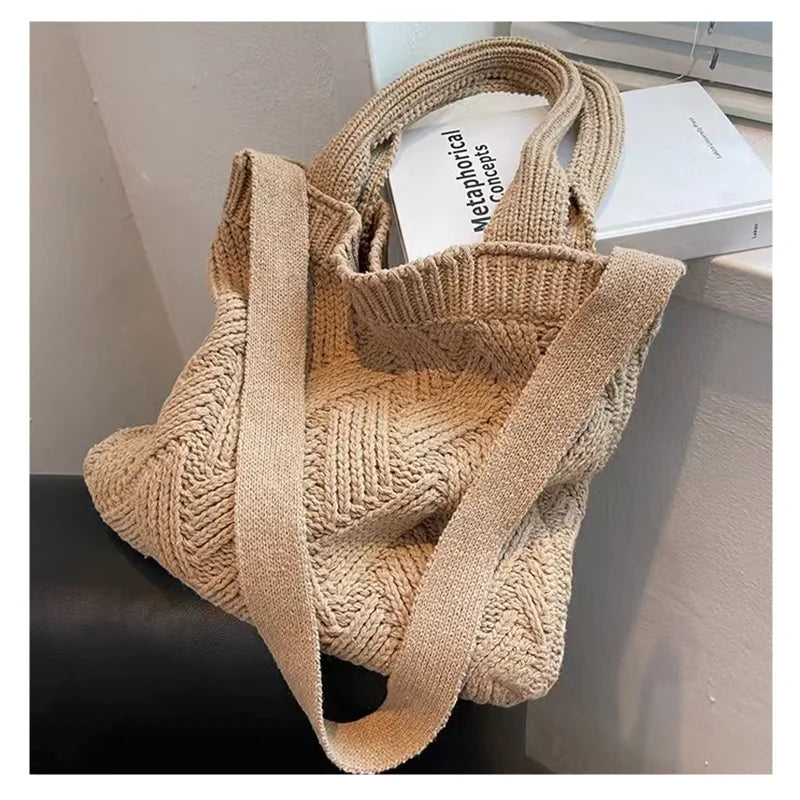 Winter Wool Knitting Tote Bag Handbags for Women