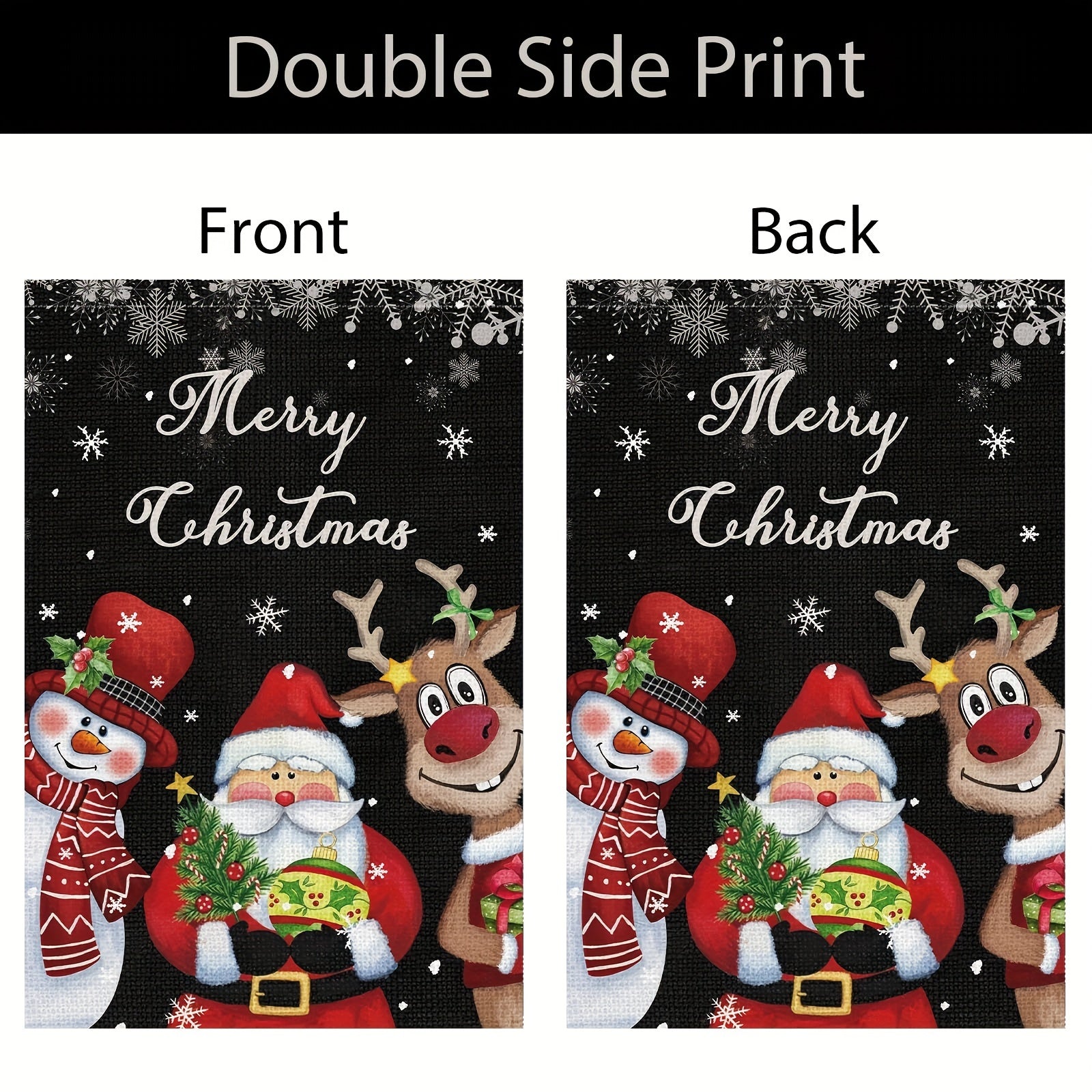 Christmas Garden Flag Double Sided Burlap Elk Snowman Santa Claus Xmas Decoratio