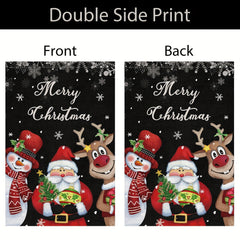 Christmas Garden Flag Double Sided Burlap Elk Snowman Santa Claus Xmas Decoratio