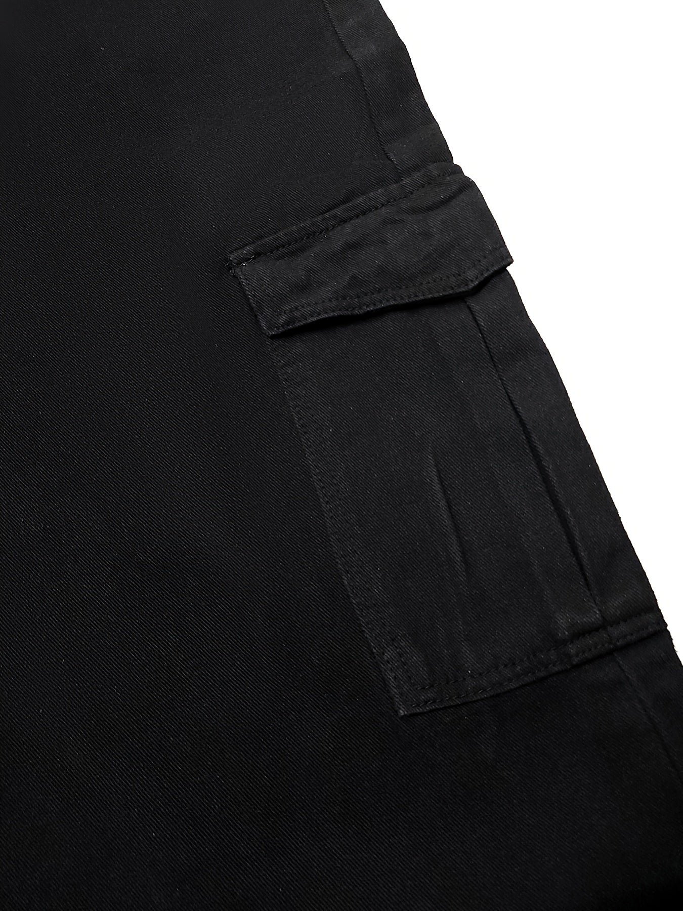 Solid High Rise Wide Leg Cargo Jeans With Pockets