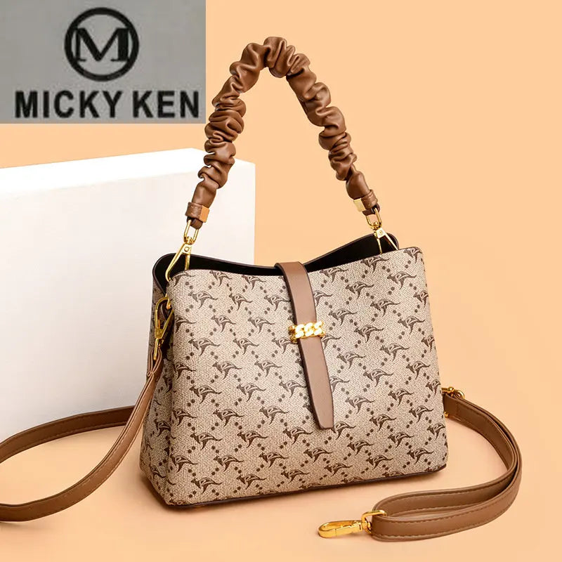 2023 Women Cowhide Leather Handbag 3 Layers Shoulder Crossbody Sac