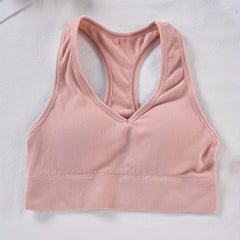 Ribbed Wireless Sports Bra Breathable Workout Tank Bra Women's Lingerie
