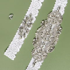 Faux Pearl & Rhinestone Garter Set Bridal Lingerie Sexy Sequin Belt Toss Gift