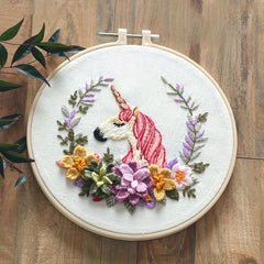 Europe Style 3D Embroidery Kit Flowers Unicorn Pattern
