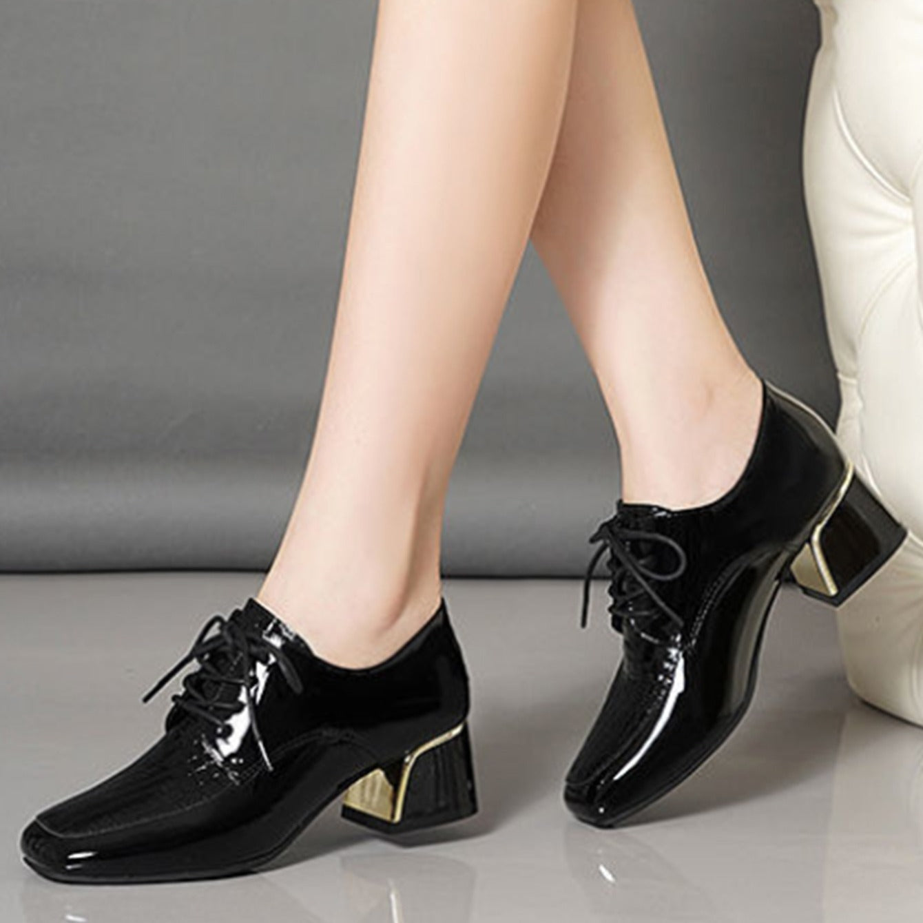 Chunky Heel Square Toe Pumps High Heel Shoes Women's Footwear