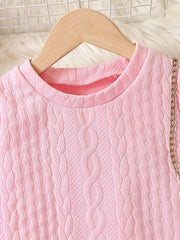 Girls' Jacquard Long Sleeve Knee Length Dress for Autumn/Winter
