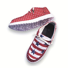 Polka Dot Canvas Shoes Star Pattern Low Top Lace Up Lightweight Comfort
