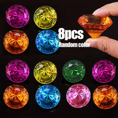 8pcs Large Acrylic Diamond Gems in Multiple Colors for Holidays and Events