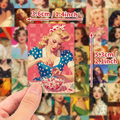 50pcs Retro Lady Graffiti Stickers Mixed Colors & Shapes Artistic Cartoon Illust