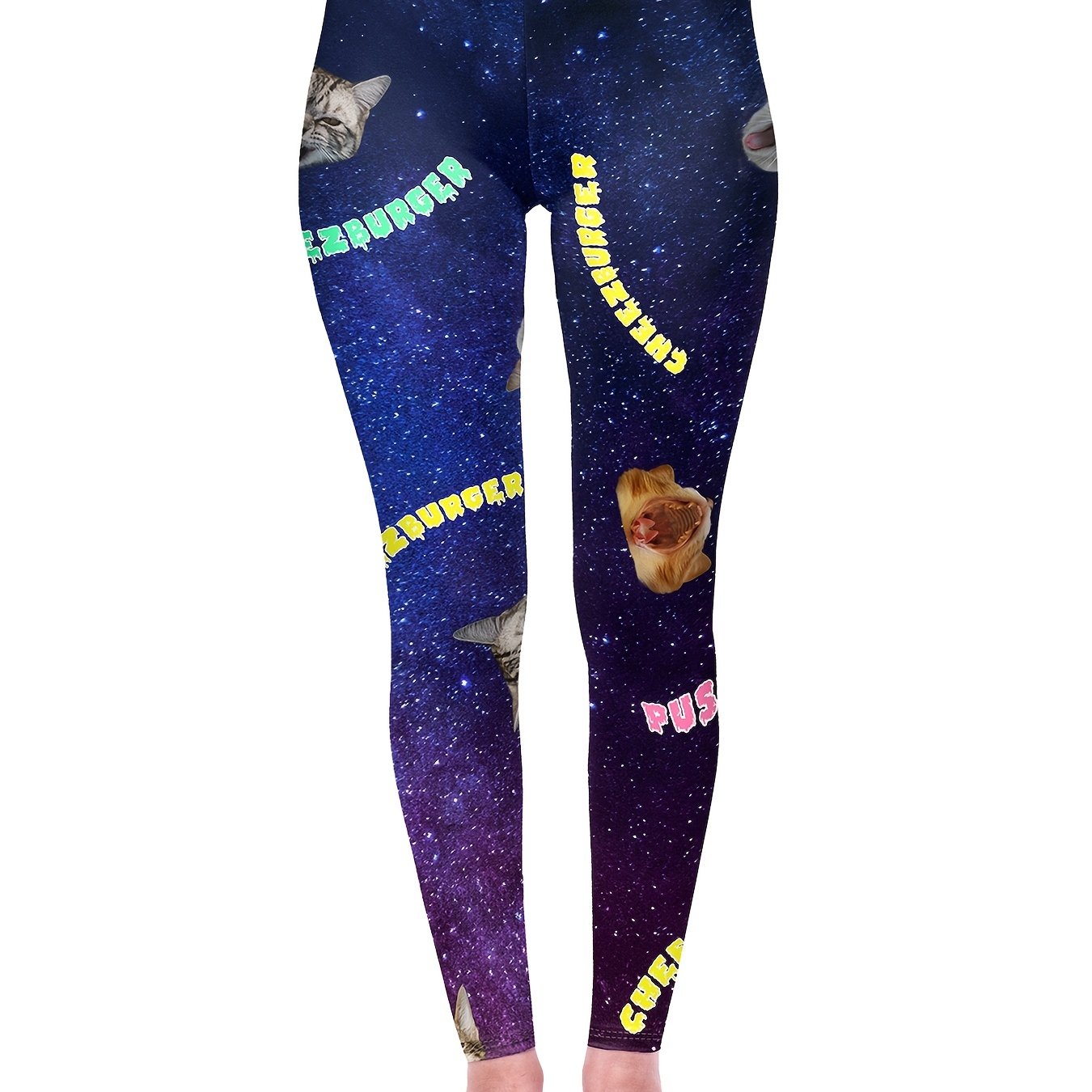 Cat Print Skinny Leggings High Waist Yoga Leggings