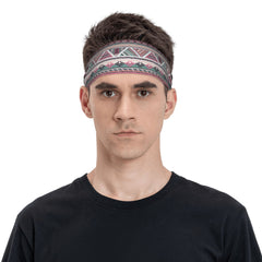 Bohemian Pink Sports Headband Sweat Wicking Stretchy Breathable Polyester