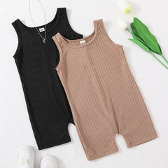 2pcs Toddler Girls Ribbed Rompers Jumpsuit
