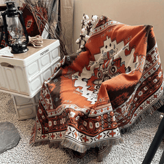 Boho Woven Blanket with Tassels for Home Decor, Beach Trips & Picnics