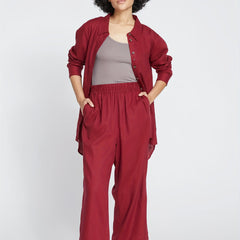 Elastic High Rise Wide Leg Trousers With Pockets