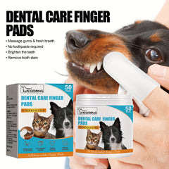 50pcs Dog Finger Toothbrush Pet Dental Wipes Teeth Cleaning