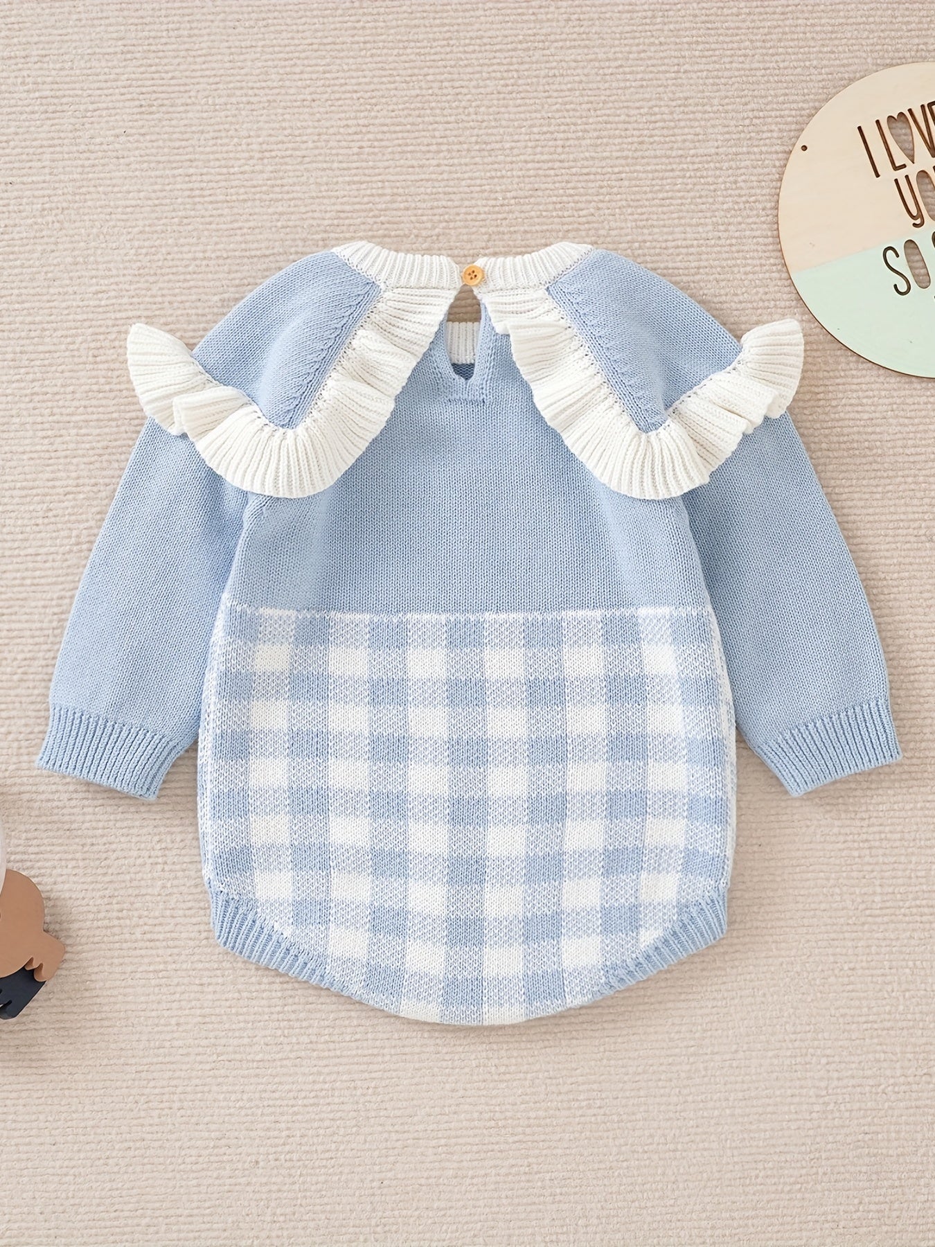 Checkerboard Baby Girls Ruffle Jumpsuit