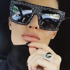 Oversized Flat Top Sunglasses Square Frame Glasses UV400