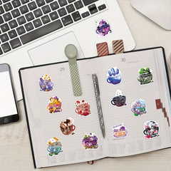50pcs Colorful Tea Cup Stickers Waterproof Vinyl Travel Stickers Pack