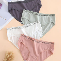 4pcs Soft Mid Waist Briefs Panties Pack