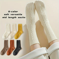6 Pairs Twist Textured Socks Women's Stockings & Hosiery