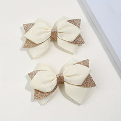 Glitter Ribbon Hair Bows Set - Princess Hair Accessories for Girls' Parties