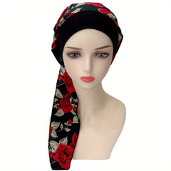 Polka Dot Rose Print Turban Head Wraps Chemo Cap Soft Ramadan Head Scarf