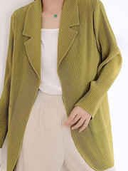 Stripe Textured Open Front Blazer for Women