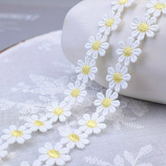 1 Yard Yellow Daisy Sun Flower Lace Trim Embroidered Applique Ribbon